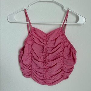 Zara Pink Ruched Cami Crop Top